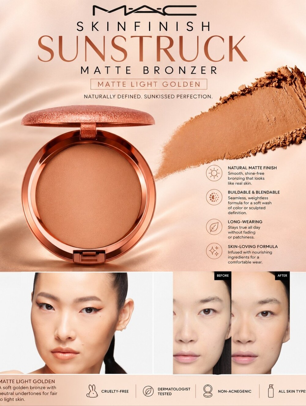 MAC Skinfinish Sunstruck Matte Bronzer – Matte Light Golden